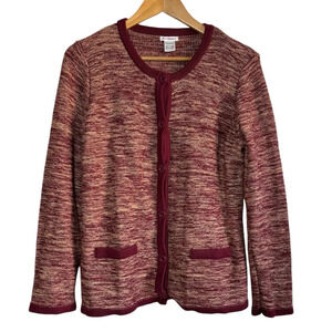 Anne Weyburn La Redoute Women's Chunky Knit Cardigan UK 10 12 Red Gold Metallic